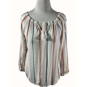 Daily Thread Women Striped Pullover Top Keyhole Detail On or Off Shoulder Top XS